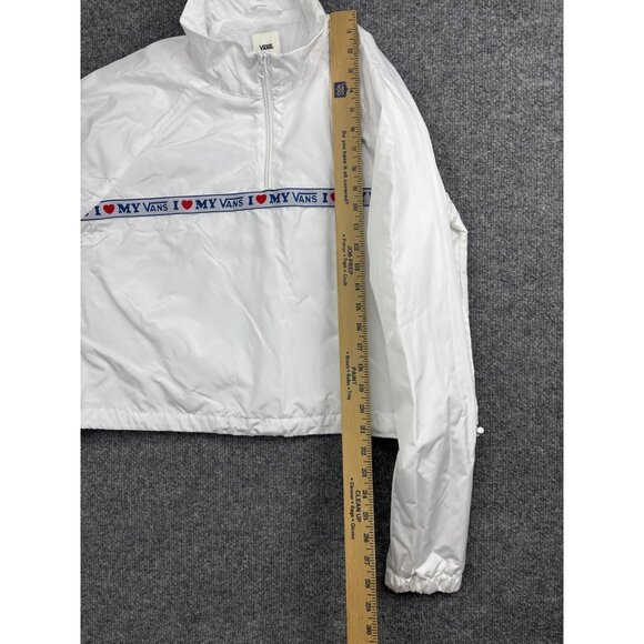 Vans Jacket Womens Medium White Half Zip Windbreaker Cropped I Love My Vans - Picture 4 of 7
